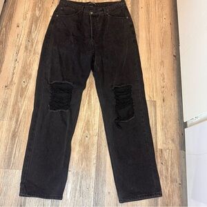 Fashion Nova Black Distressed Straight Leg Jeans Women’s 11